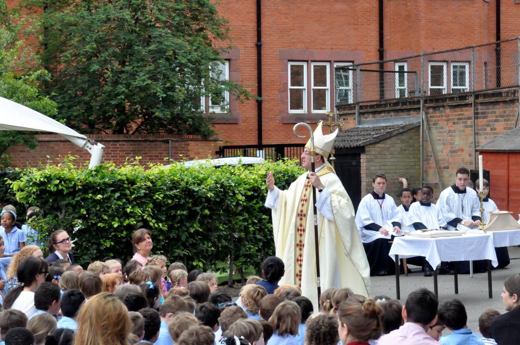 Bishop John Blesses New Building at Larmenier and Sacred Heart School