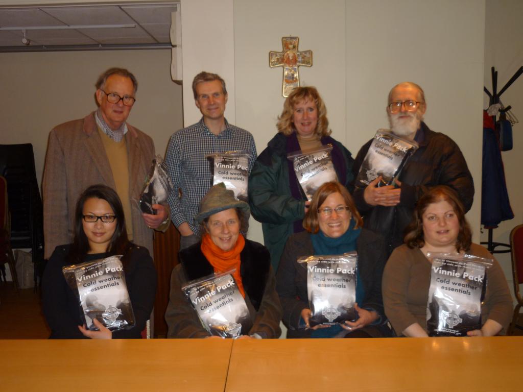 Volunteers distribute winter survival packs on streets of London