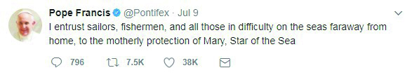 Pope Francis makes History with Sea Sunday tweet