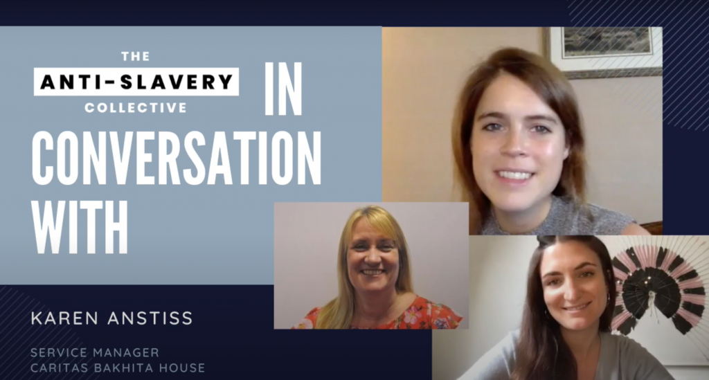 Karen Anstiss from Bakhita House speaks to Princess Eugenie